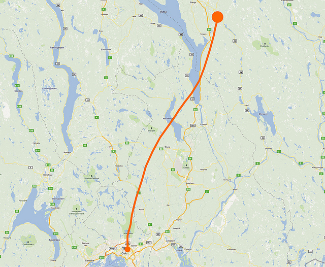 Balloon's Flight Path as Recorded by Geoloqi
