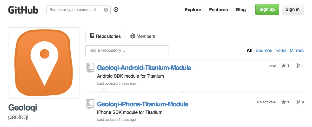 Geoloqi Module for Titanium on Github