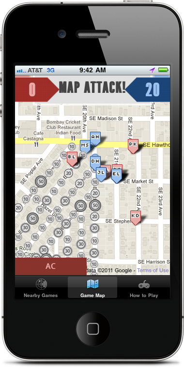 MapAttack iPhone Gameboard