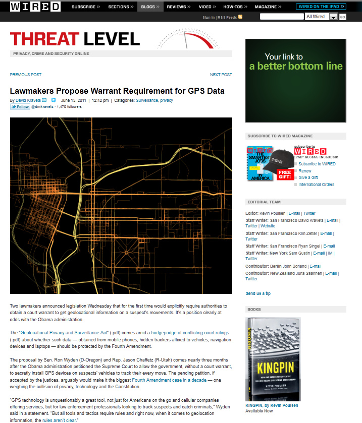 Wired - Threat Level Blog - GPS Tracking